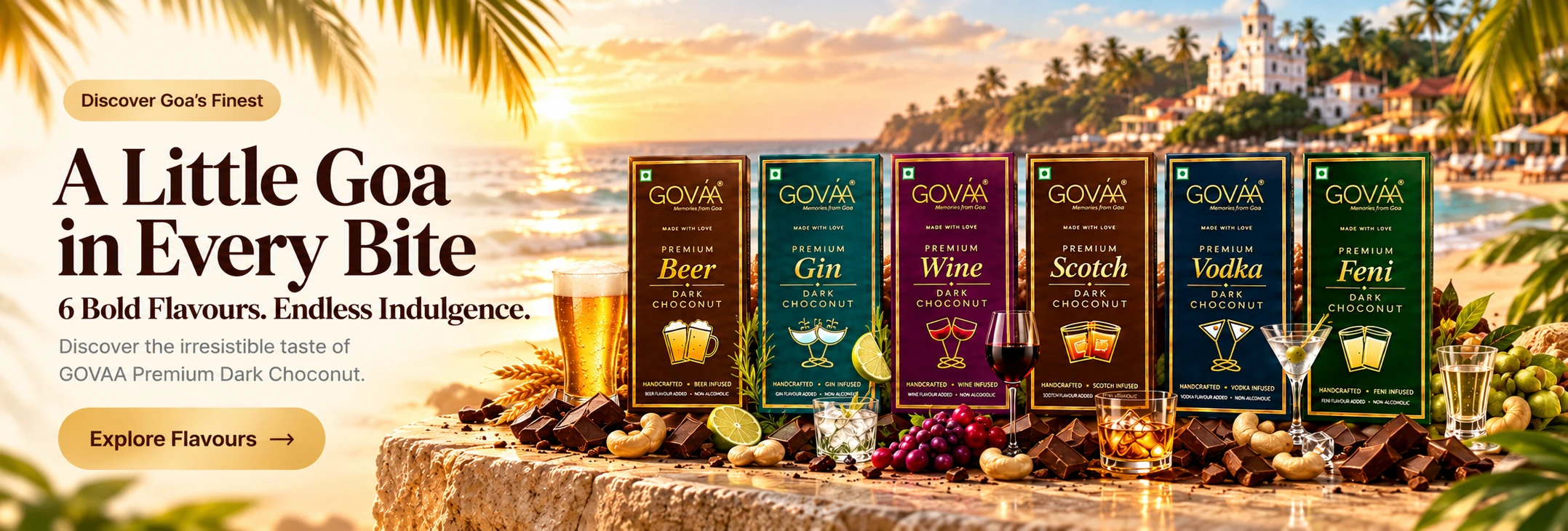 GOVAA Liquor Choconut - 6 bold flavours: Beer, Gin, Wine, Scotch, Vodka, Feni
