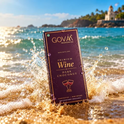 GOVAA Premium Wine Dark Choconut on a Goa beach
